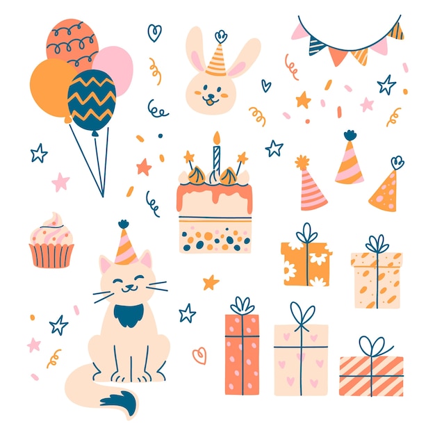 Modello di compleanno dal design piatto