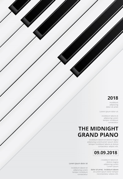 Modello di concerto di musica Grand Piano Poster