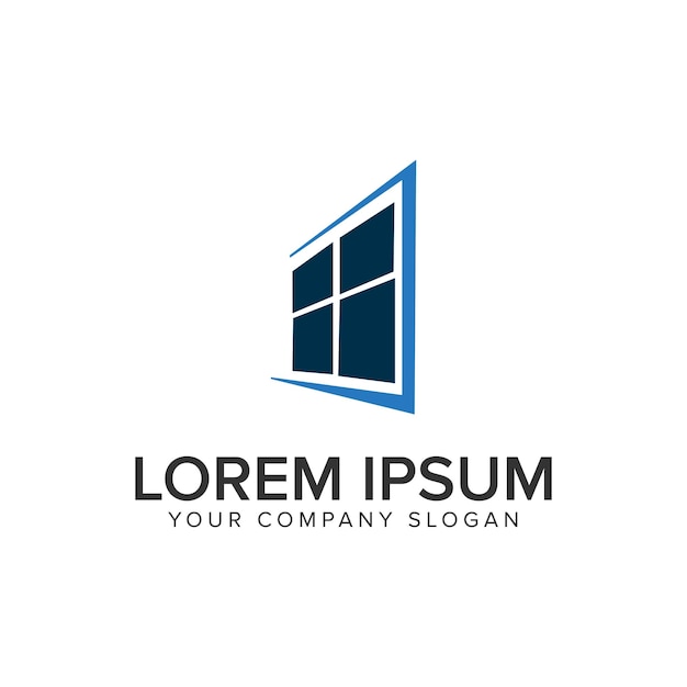 Modello di concetto di design del logo della casa della finestra