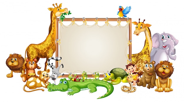 Modello di confine con simpatici animali