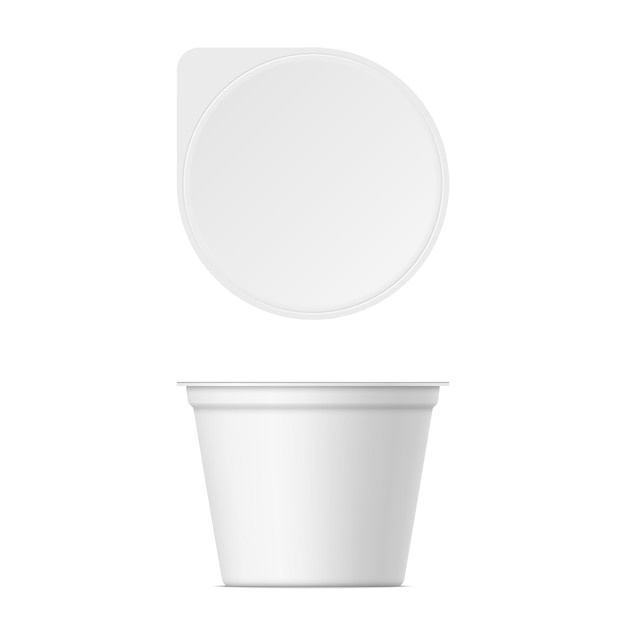Modello di contenitore di yogurt in plastica con coperchio