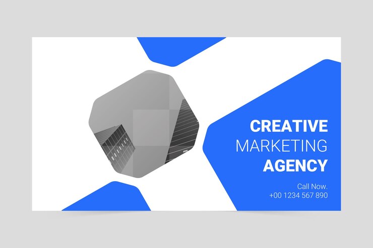Vettore modello di copertina blu per agenzie di marketing moderne