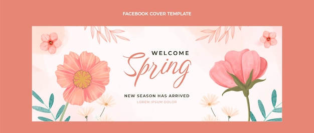 Modello di copertina dei social media della primavera dell'acquerello