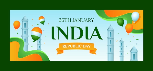 Modello di copertina dei social media per la celebrazione della festa della repubblica dell'India