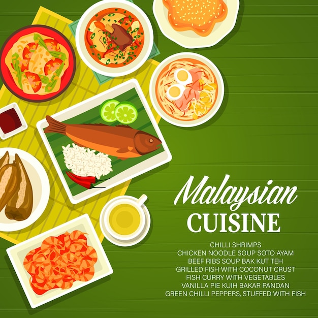 Modello di copertina del menu del ristorante di cucina malese