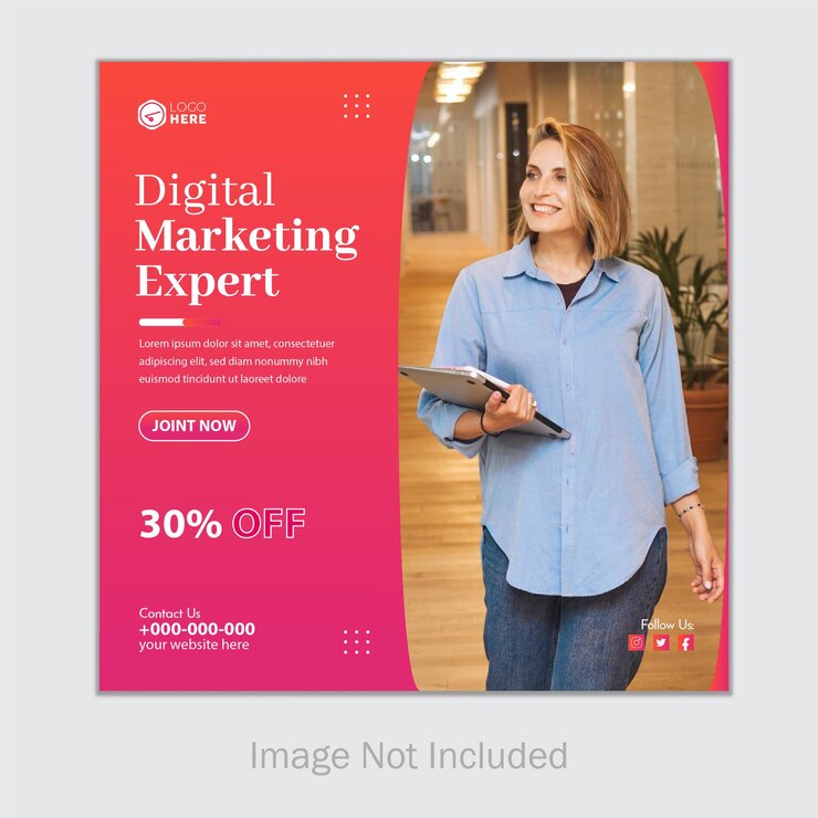 Vettore modello di copertina del post sui social media dell'esperto di marketing digitale