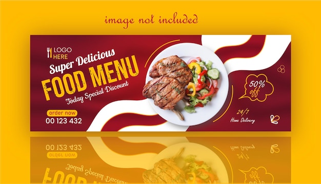 modello di copertina di social media per menu e ristoranti