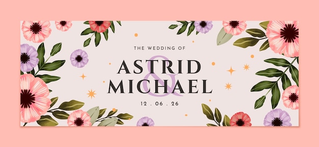 Modello di copertina di youtube per la celebrazione del matrimonio floreale