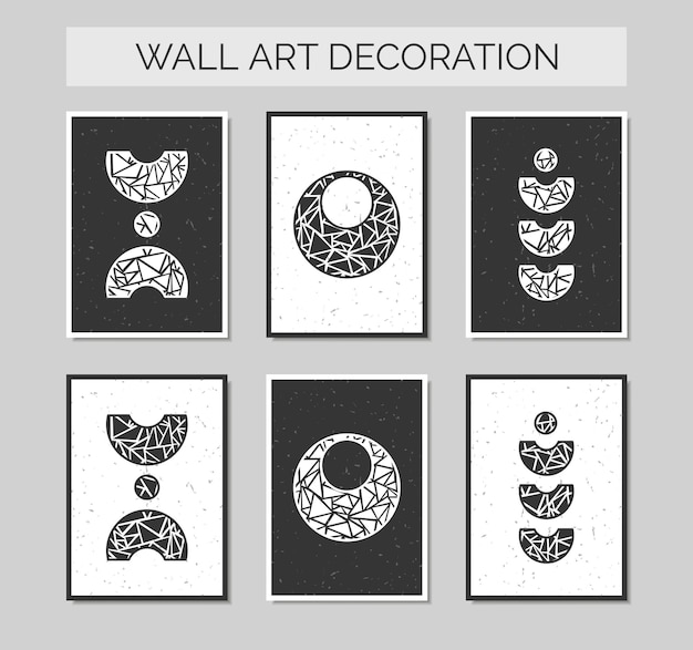 Modello di copertina e poster per la decorazione della parete moderna della metà del secolo con elementi di forme boho