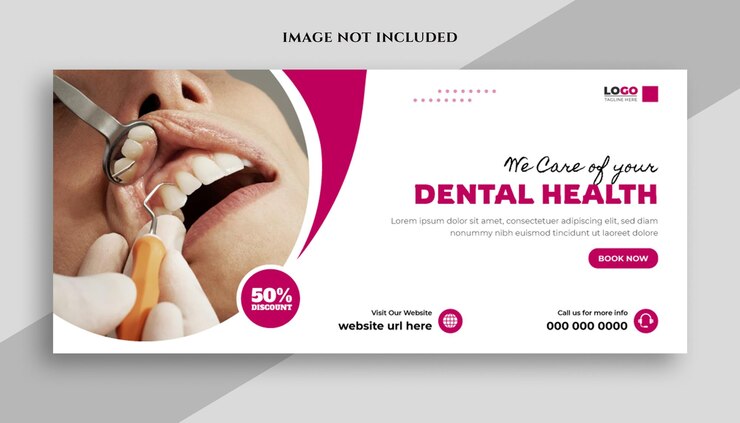 Modello di copertina Facebook o banner web per i medici dentisti e la cura dentale sui social media