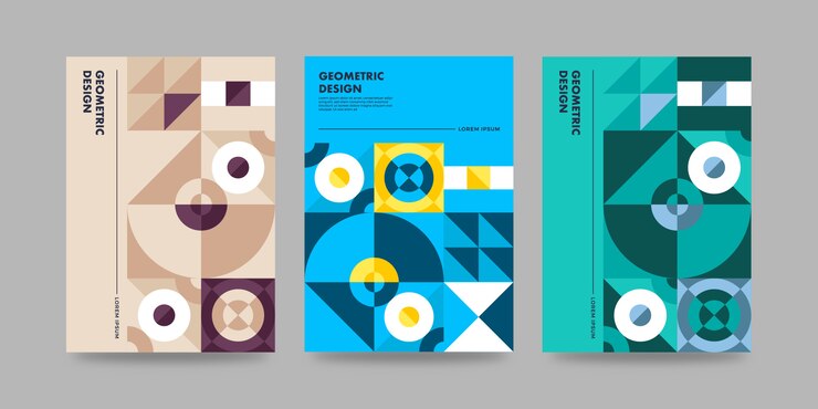 Modello di copertina geometrica retrò con design bauhaus