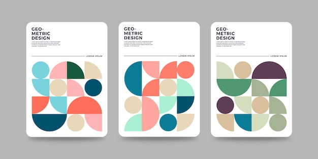 Modello di copertina geometrica retrò con design bauhaus