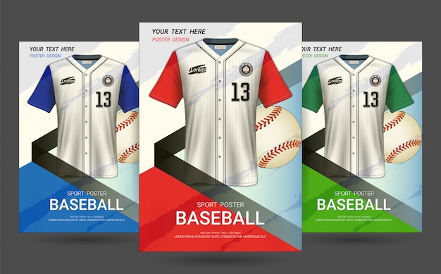 Modello di copertina volantino e poster con design di Jersey da baseball.