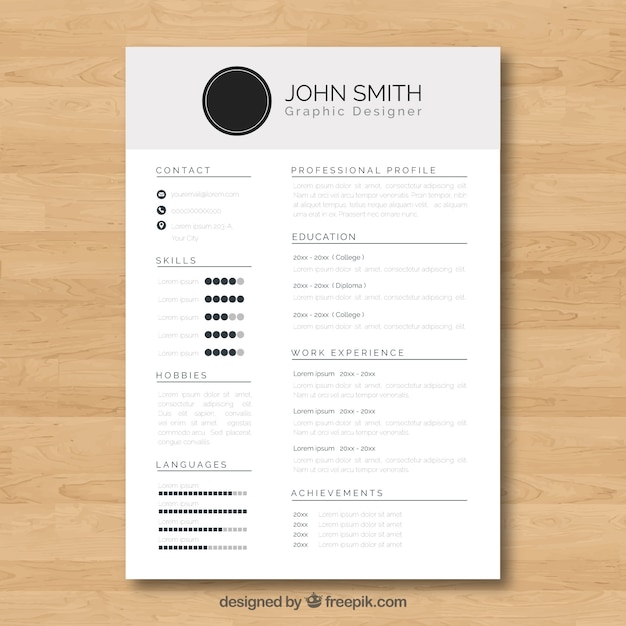 Modello di curriculum con stile minimalista