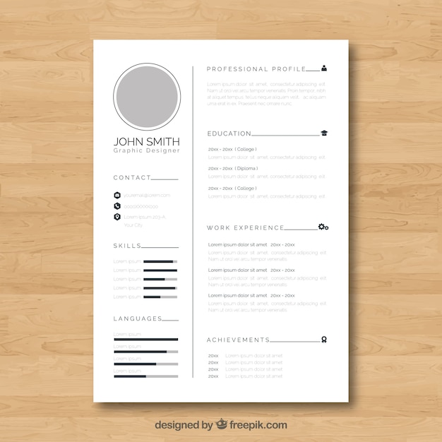Modello di curriculum con stile minimalista