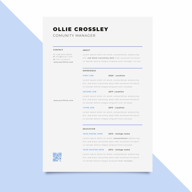 Modello di curriculum professionale minimalista