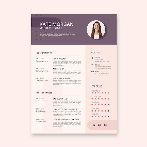 Modello di curriculum vitae minimalista