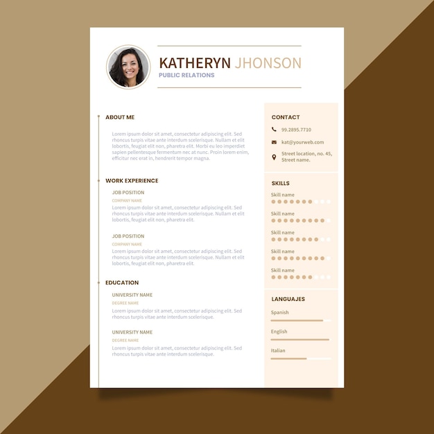 Modello di curriculum vitae minimalista
