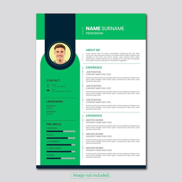 Modello di curriculum vitae pulito e moderno