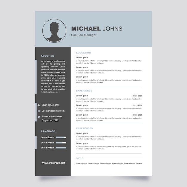 modello di cv minimalista vettoriale