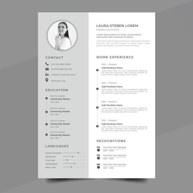 Modello di cv minimalista