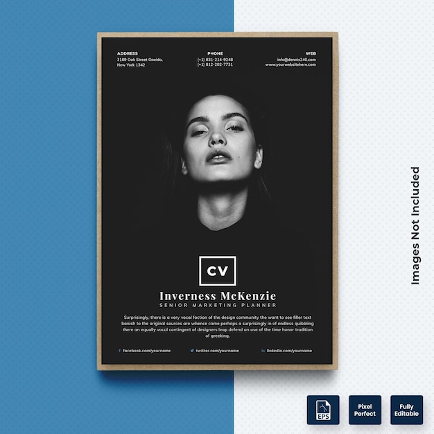 Modello di CV per curriculum di designer creativo con foto Vettore Premium