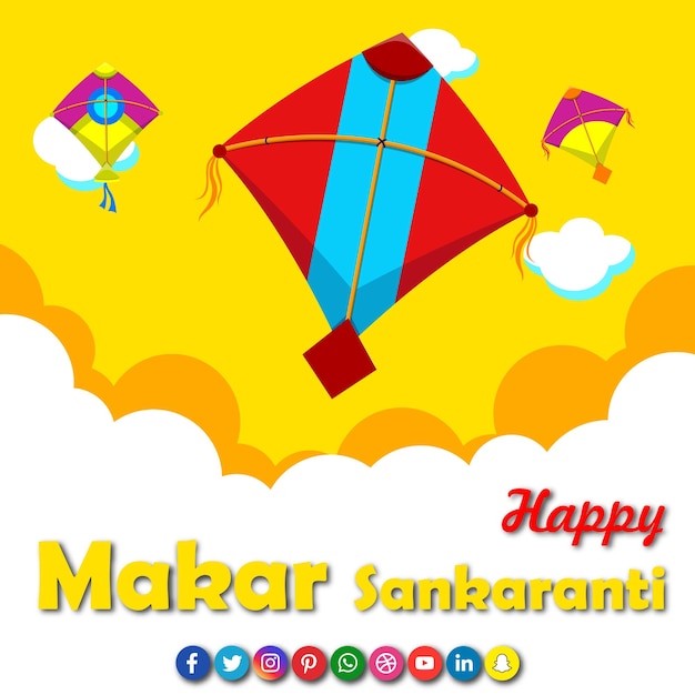 Modello di design banner festival indiano Happy Makar Sankranti per Facebook Instagram