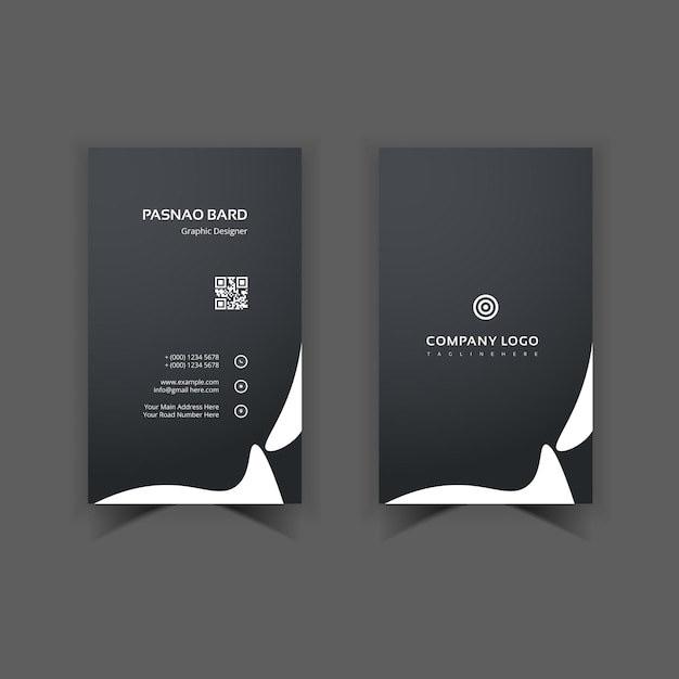 modello di design del biglietto da visita o colore nero scuro graffetta nuovo design del cartellino da visita