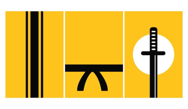 Modello di design minimalista semplice sport ramo karate tema combinato tre colori giallo nero.