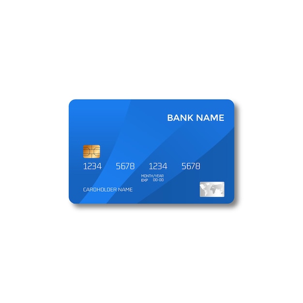 Modello di design per carte di debito o di credito in plastica di colore blu in stile VIP lucido
