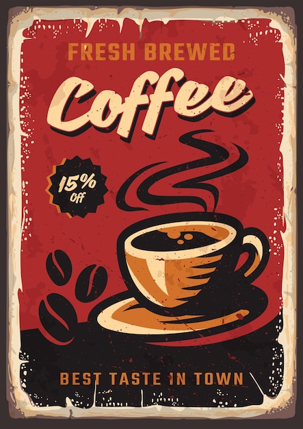 Modello di design premium per poster vintage retrò caffè