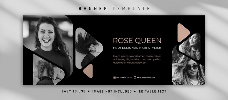 Vettore modello di design professionale moderno con copertura per banner alla moda per capelli