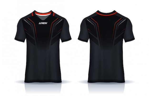 modello di design sportivo t-shirt, mockup di maglia da calcio per club di calcio. vista frontale e posteriore uniforme.