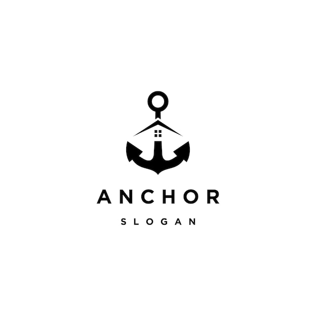 Modello di disegno dell'icona del logo della casa di ancoraggio
