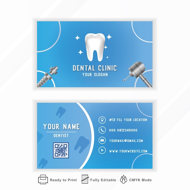 Modello di disegno della scheda del nome della clinica dentale