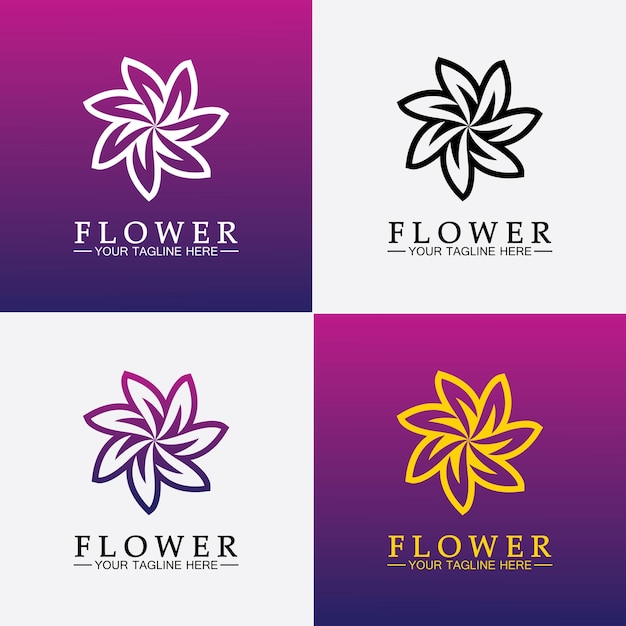 Modello di disegno di illustrazione vettoriale logo fiore