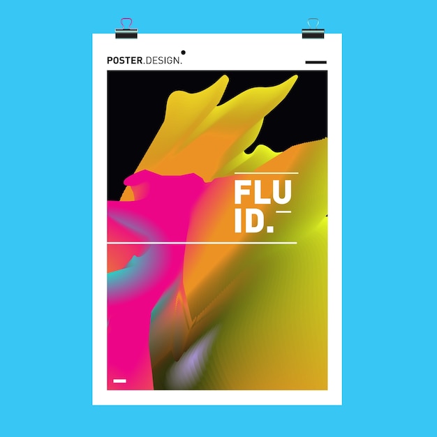 Modello di disegno di poster d'onda a fluido astratto