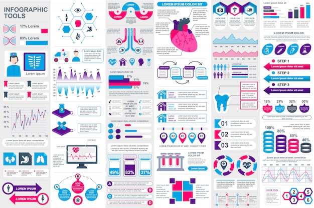 Modello di disegno di vettore di elementi infographic medica