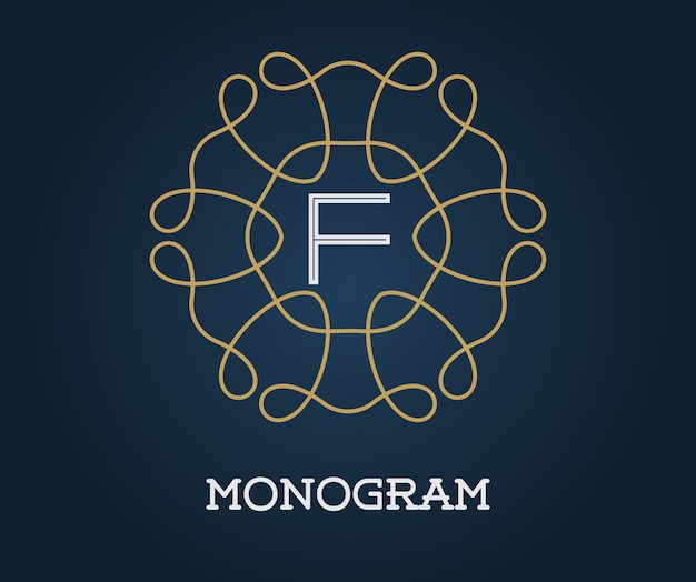 Modello di disegno monogramma con lettera illustrazione Premium elegante qualità oro su blu navy