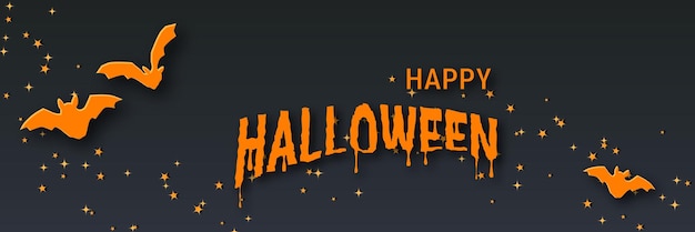 Modello di disegno vettoriale banner orizzontale notte di Halloween