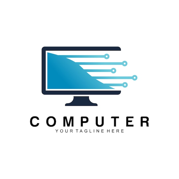 Modello di disegno vettoriale del logo del computer