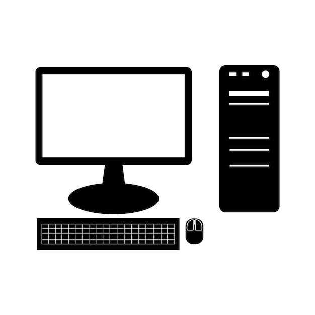 Modello di disegno vettoriale del logo dell'icona del computer