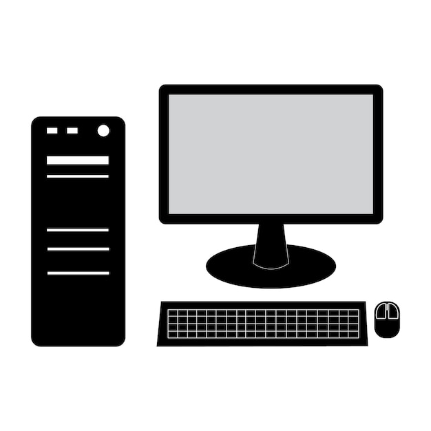 Modello di disegno vettoriale del logo dell'icona del computer