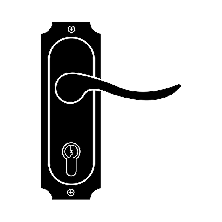 Vettore modello di disegno vettoriale del logo dell'icona della maniglia della porta