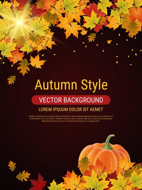 Modello di disegno vettoriale volantino stile autunnale