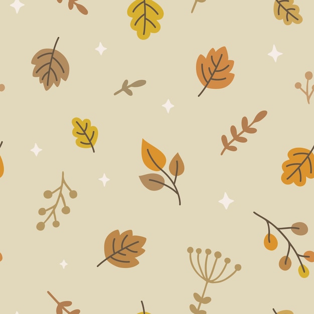 Modello di doodle carino fogliame autunnale.