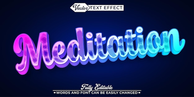 Modello di effetti di testo colorati e luminosi per la meditazione vettoriale modificabile