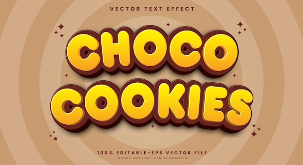 Modello di effetti di testo modificabili per biscotti di cioccolato Adatto per prodotti alimentari dolci