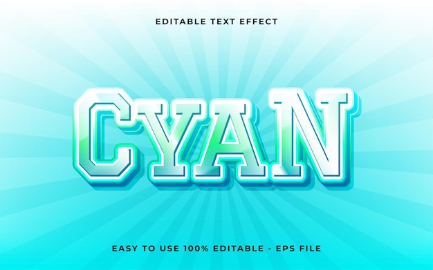 modello di effetto di testo modificabile in stile cyan 3d