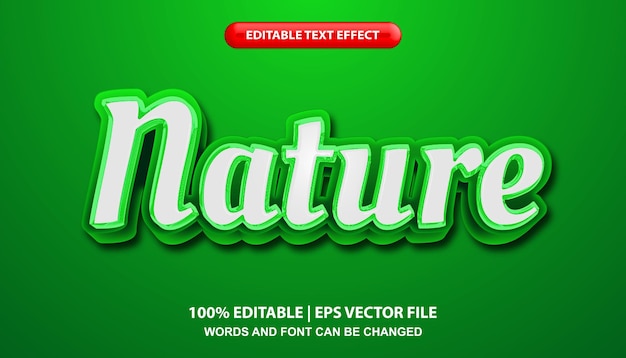 Modello di effetto di testo modificabile Nature, stile di carattere in grassetto con effetto lucido in colore verde